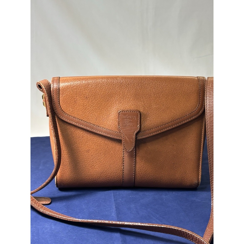 Vintage Burberry Brown Leather Small Adjustable Crossbody